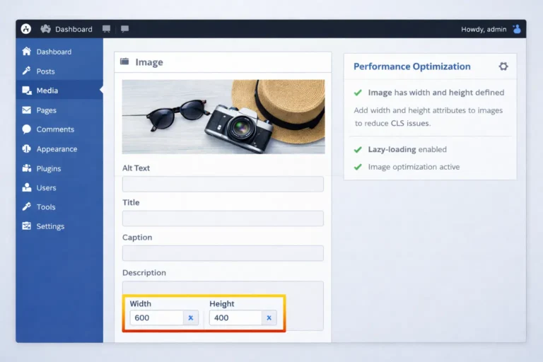 How to fix CLS issue in WordPress by defining image width and height to reduce cumulative layout shift