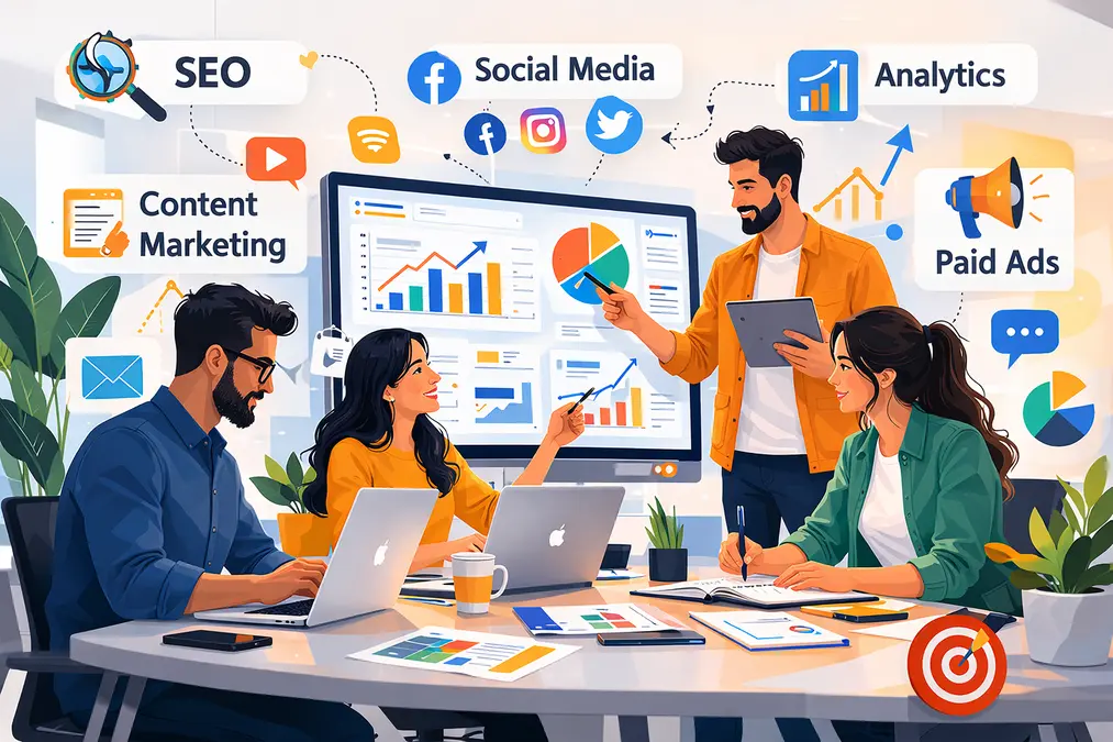 Digital marketing career opportunities including SEO specialist and social media manager