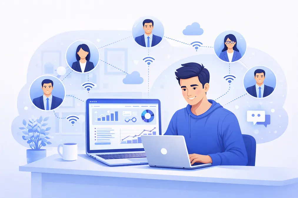 Freelance digital marketing jobs working from home with laptop and analytics